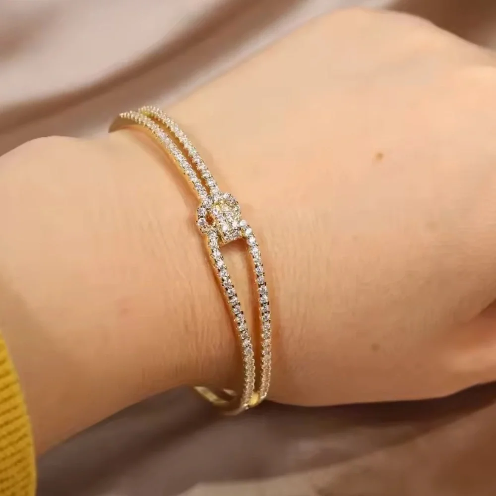 Antro! Classic Lux cuff crystal Gold Knot Bracelet